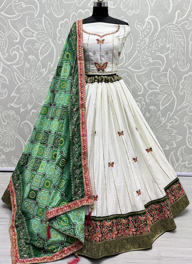 Silk White Wedding Wear Embroidery Work Lehenga Choli